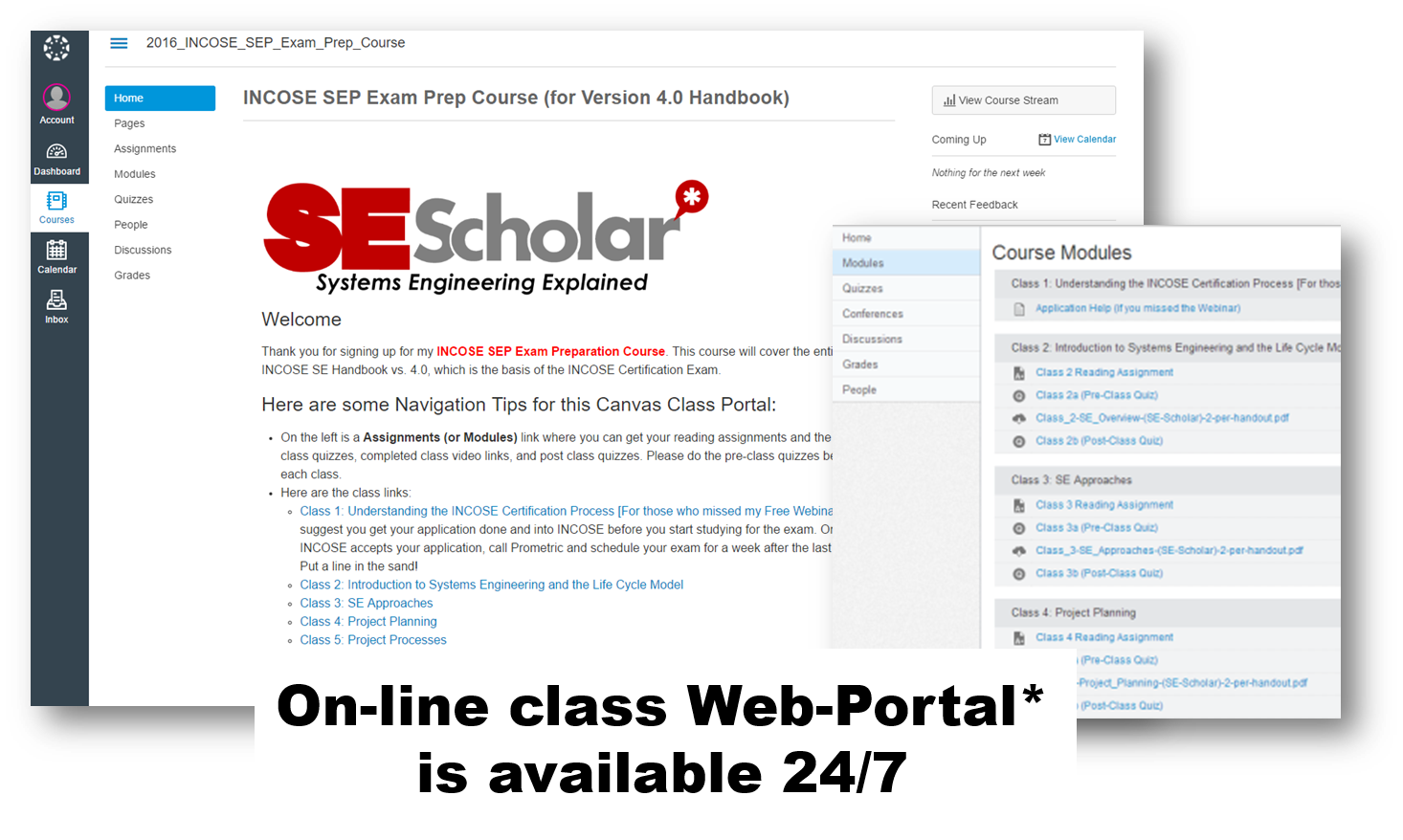 On-line class web-portal open 24/7